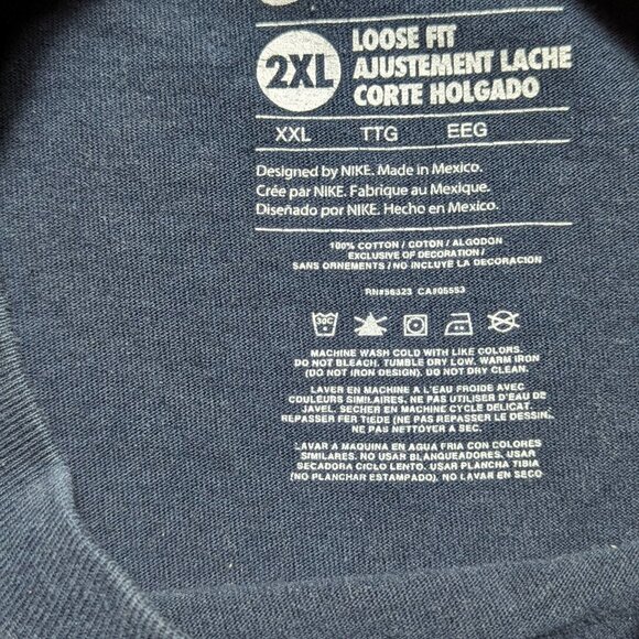 Nike Loose Fit Ajustment Lache Corte Holgado Men's T-Shirt Sz 2 XL Color Blue - Picture 6 of 6
